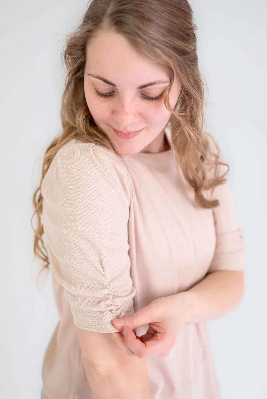 Margot Textured Knit Top in Blush