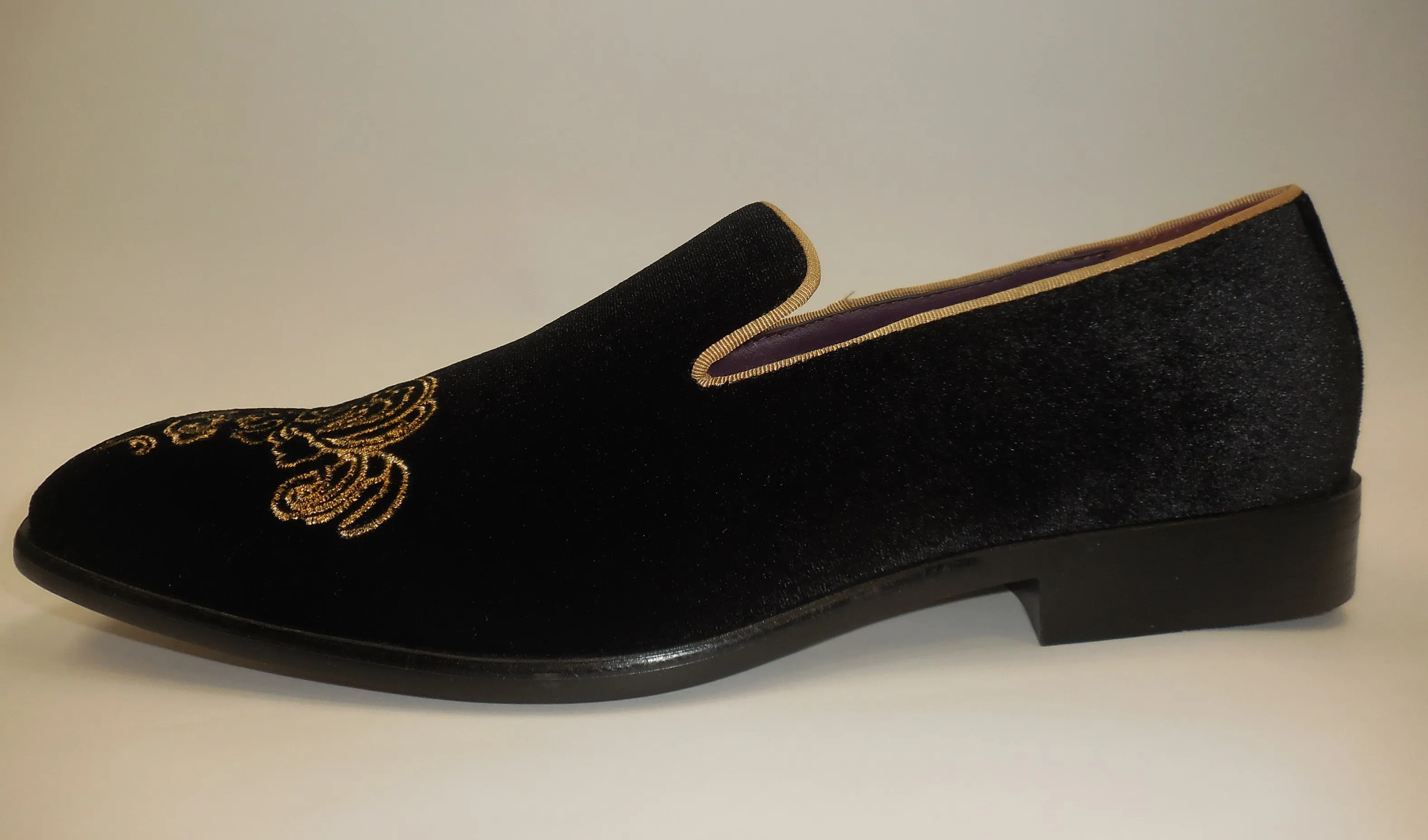 Mens Black Gold Emperor Embroidered Dress Loafers Shoes After Midnight 6823 S