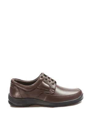 Men's Brown Leather Lace-Up Shoes with Padded Insole - Wessi
