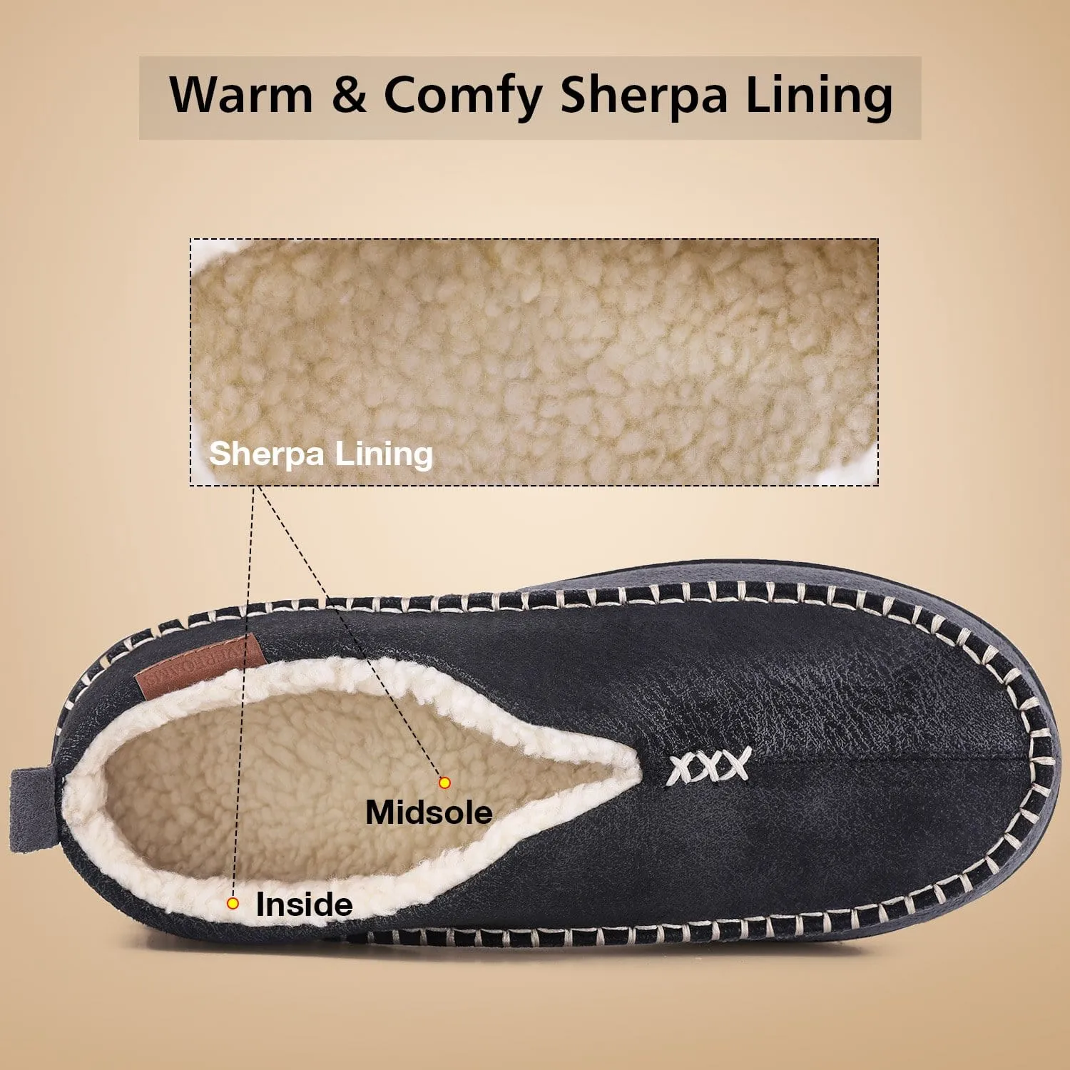 Men's Fuzzy Sherpa Moccasins Slippers