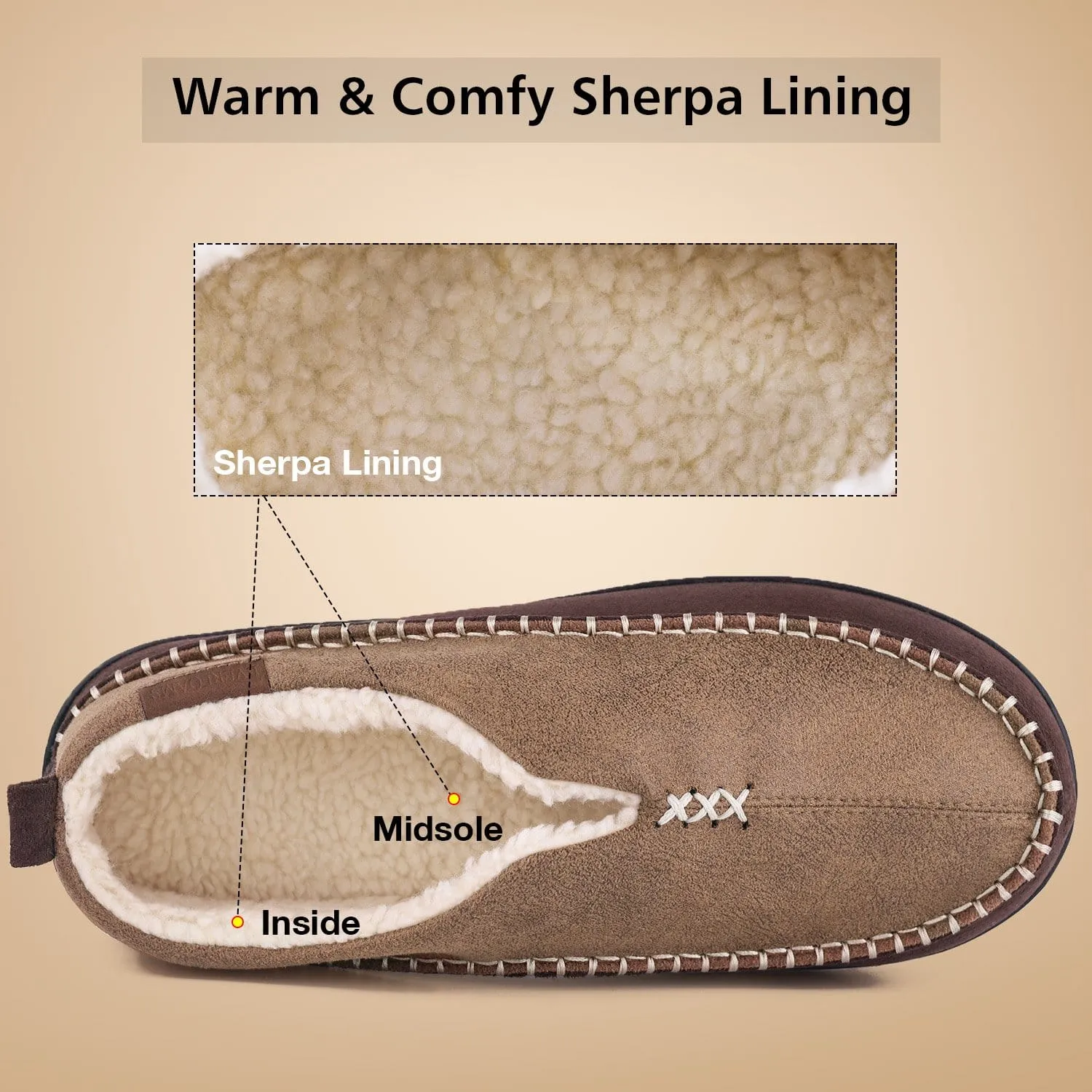 Men's Fuzzy Sherpa Moccasins Slippers