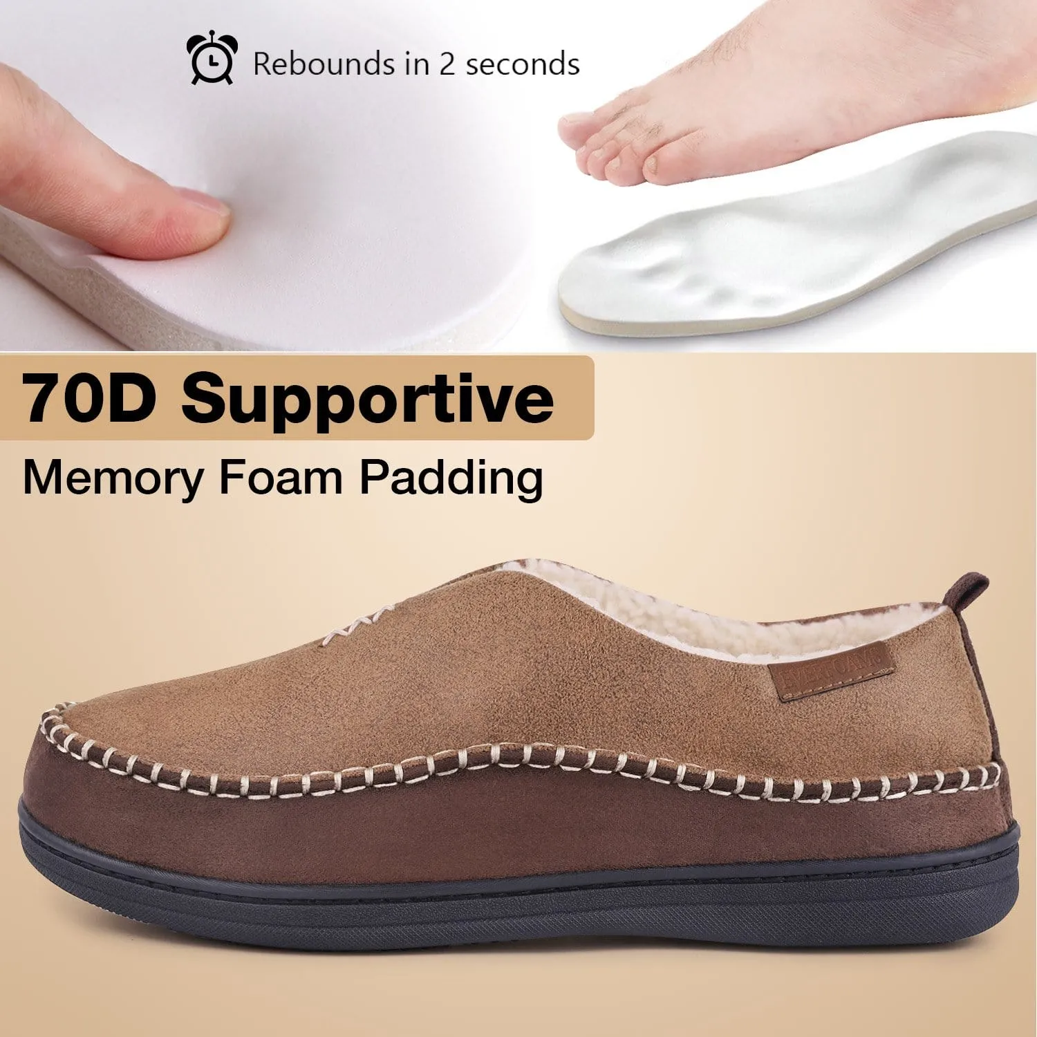 Men's Fuzzy Sherpa Moccasins Slippers
