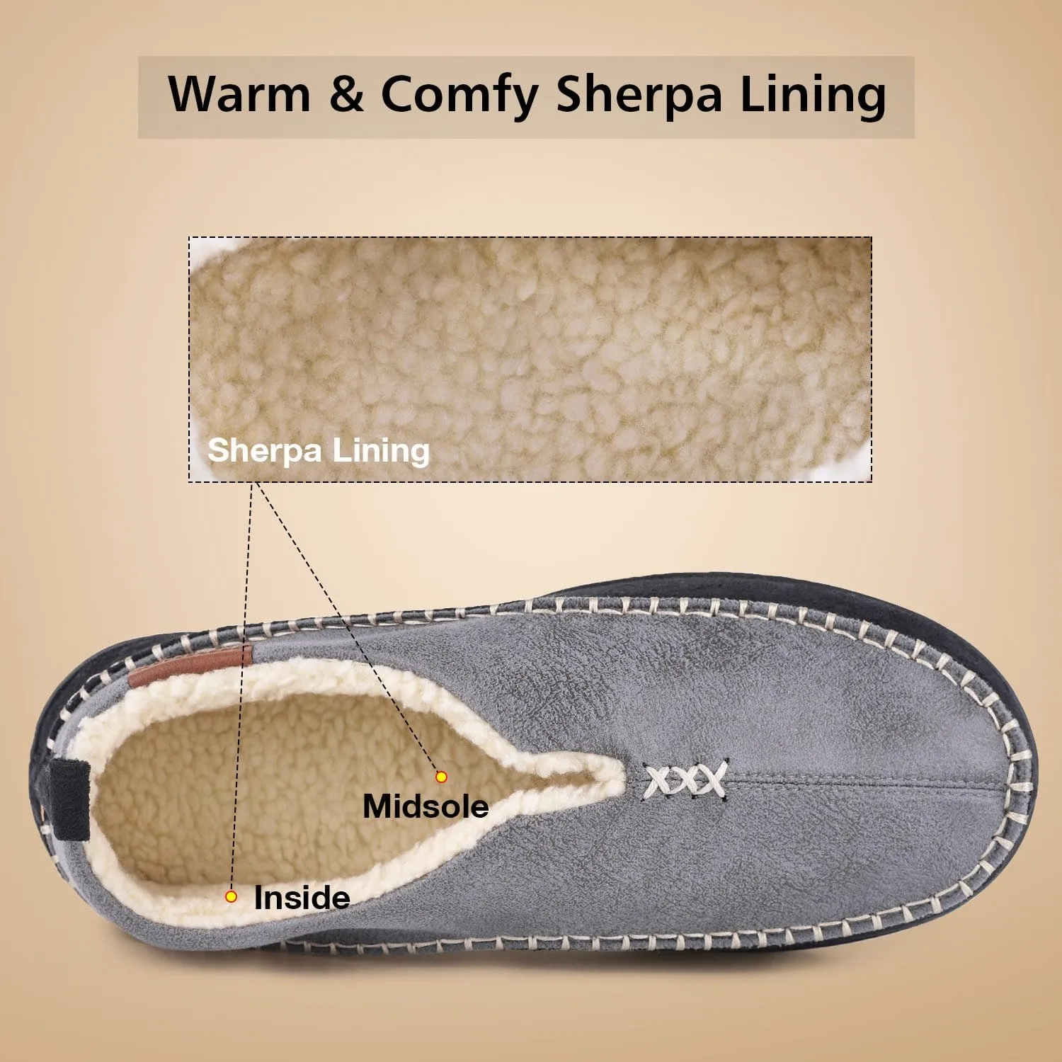 Men's Fuzzy Sherpa Moccasins Slippers