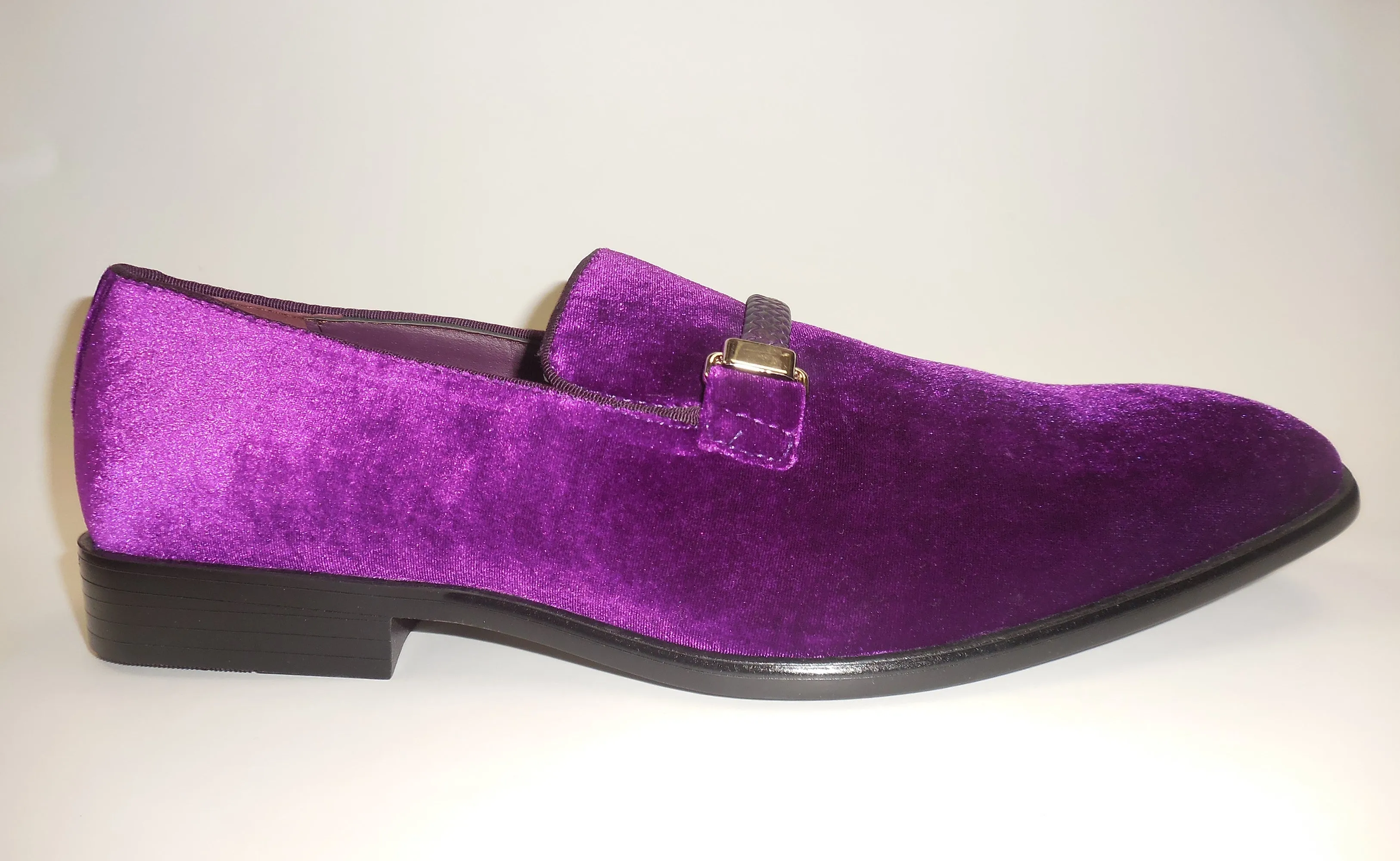 Mens Purple Velvet Slip On Dress Loafers w/ Braided Detail After Midnight 6753