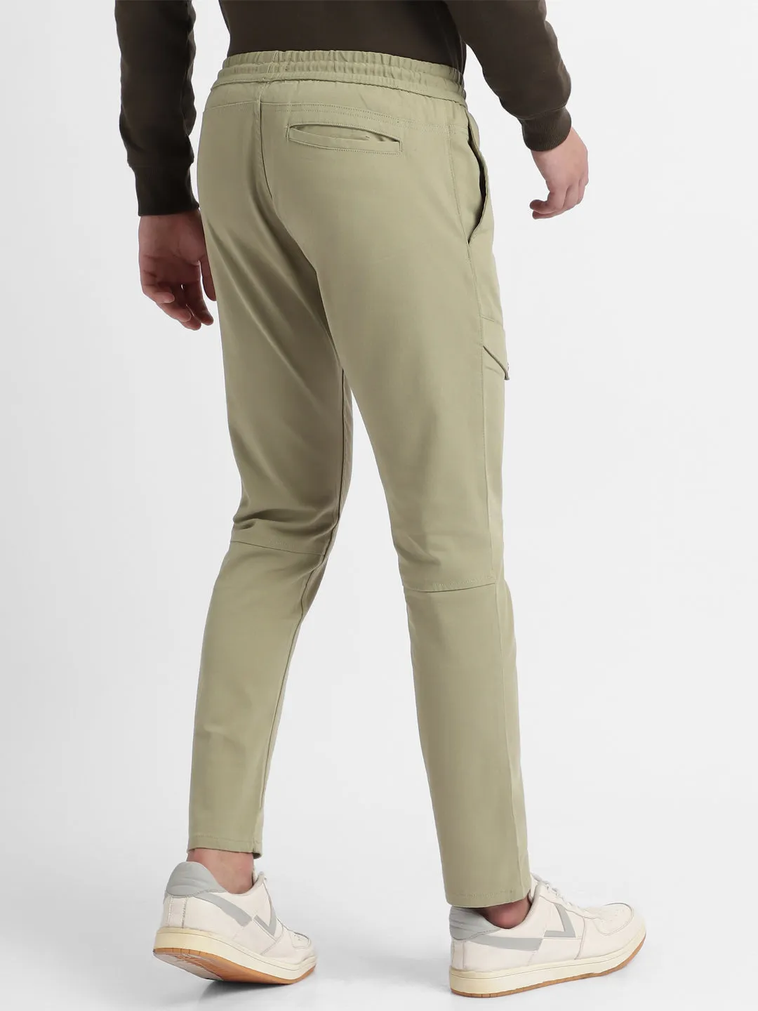 Mens's Moss Green Solid Cargo Trousers