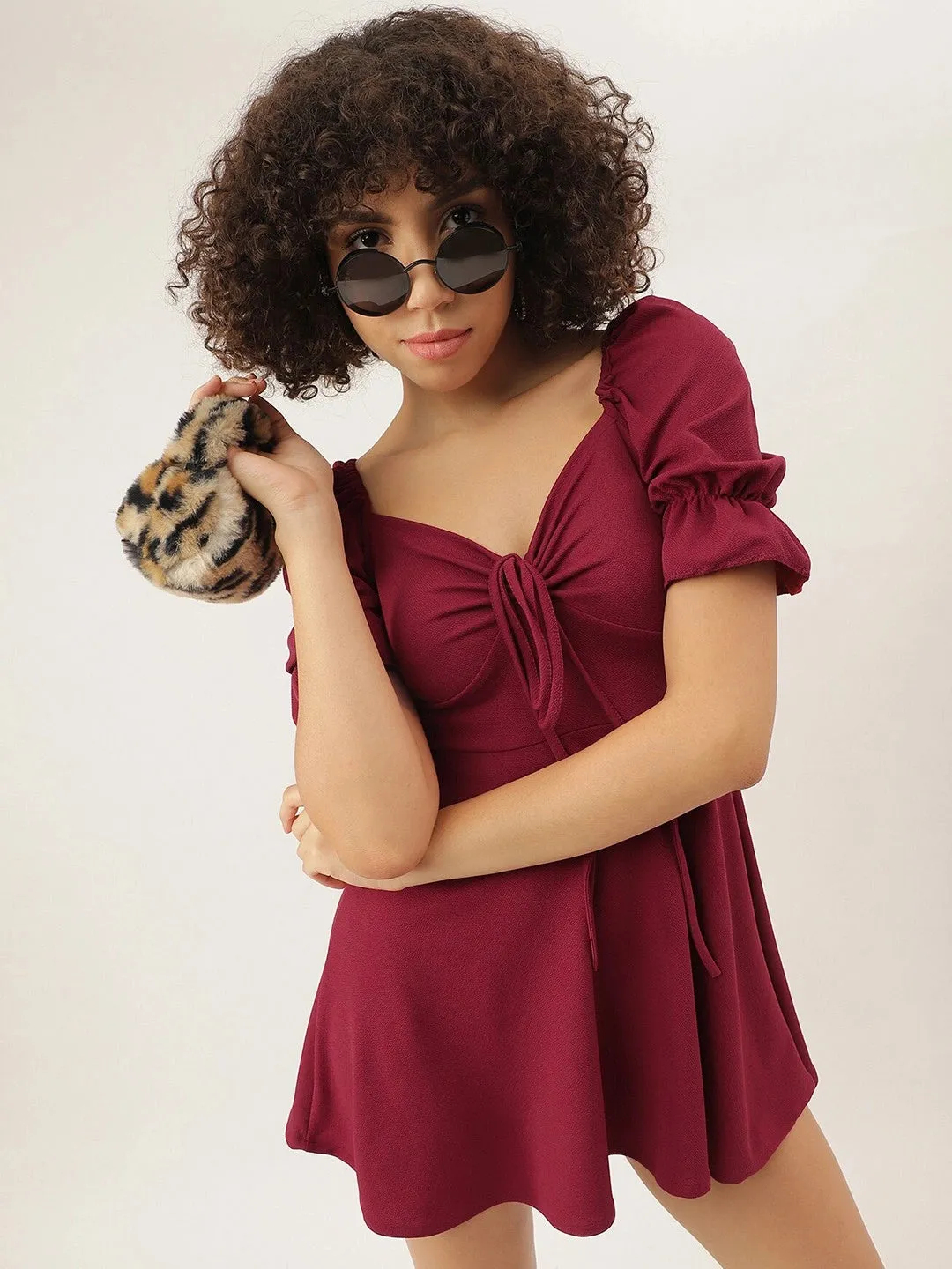 Modern Contrast Mini Dress