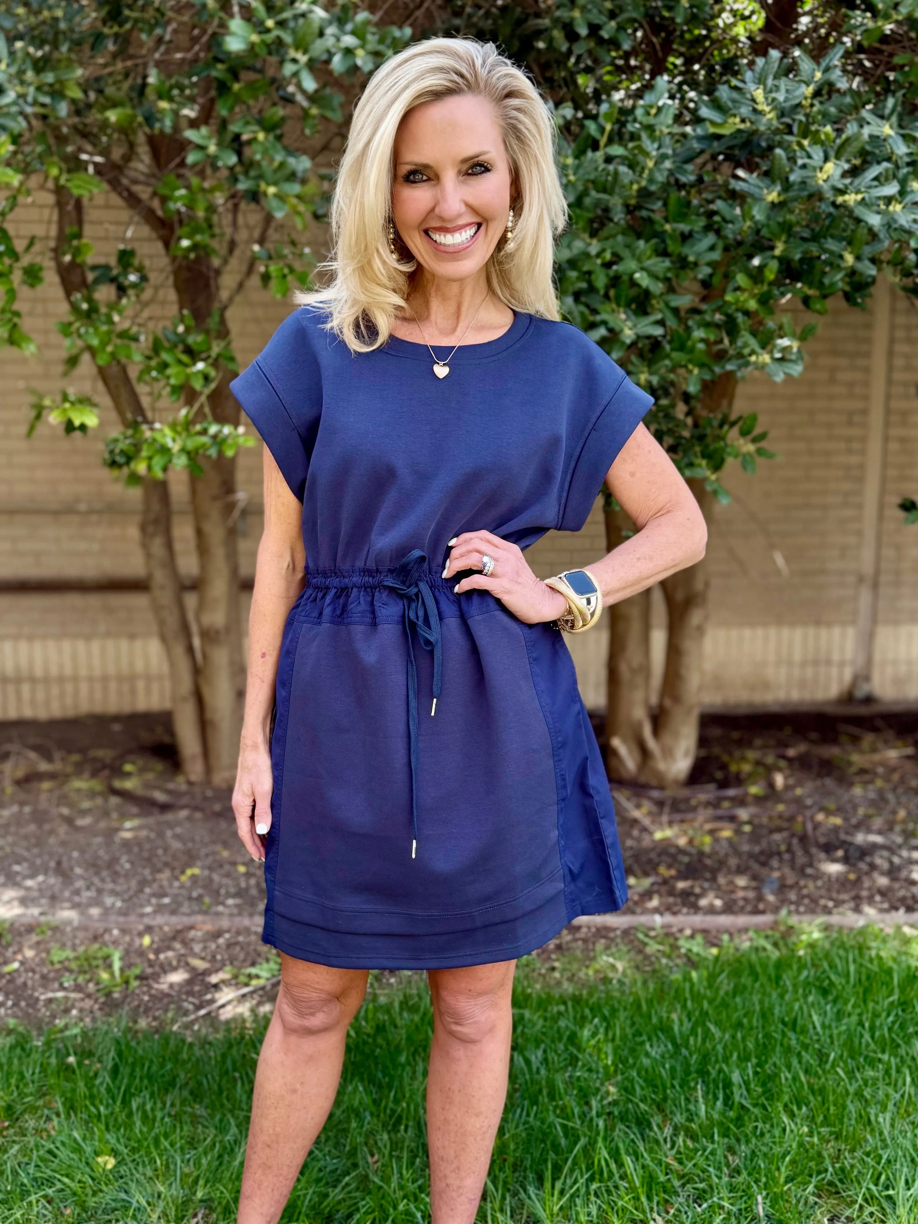 Navy Active Cap Sleeve Dress