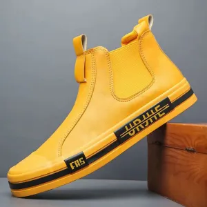 New Fashionable Leather High Top Casual Men's Shoes