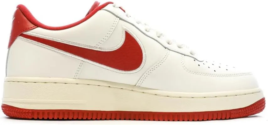 Nike Air Force 1 '07 Men's Shoes (FV0392-101, SAIL/Coconut Milk/Flat Pewter/Gym RED)