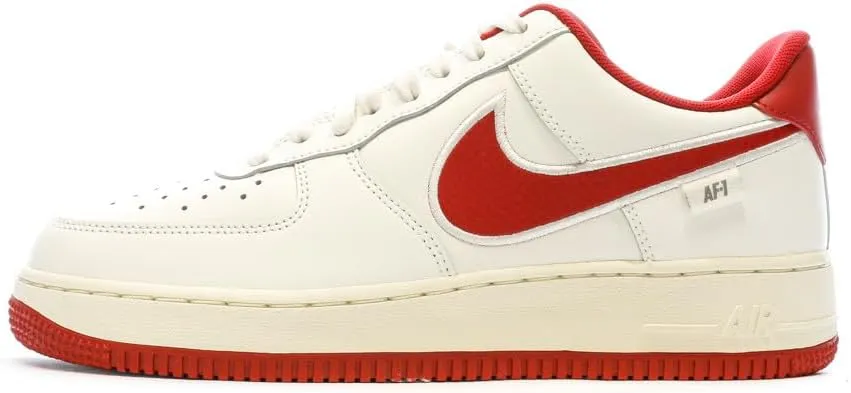 Nike Air Force 1 '07 Men's Shoes (FV0392-101, SAIL/Coconut Milk/Flat Pewter/Gym RED)