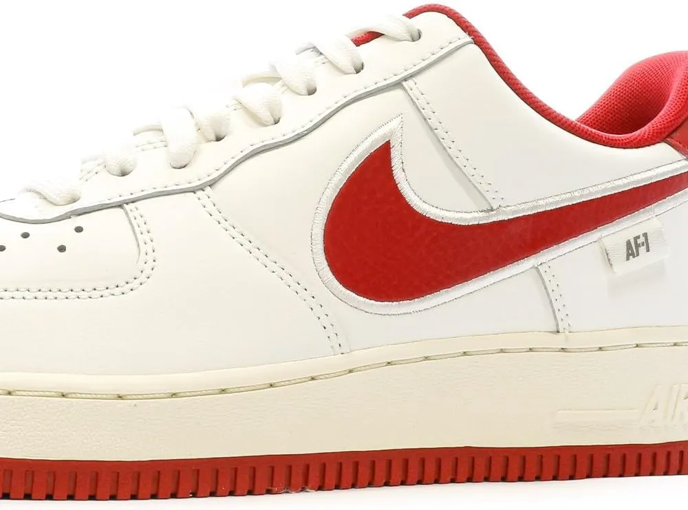 Nike Air Force 1 '07 Men's Shoes (FV0392-101, SAIL/Coconut Milk/Flat Pewter/Gym RED)