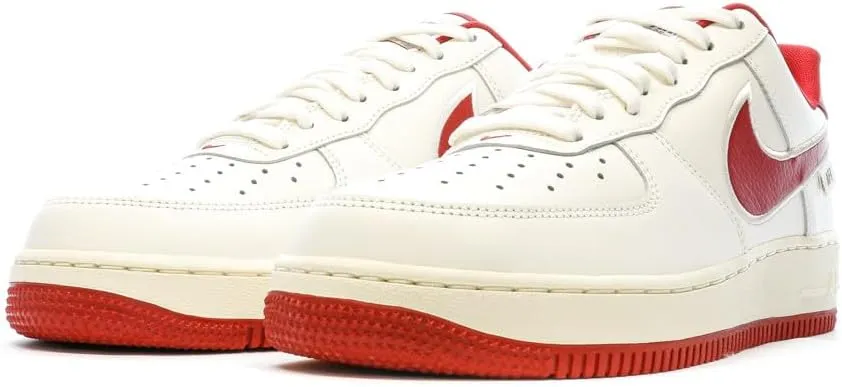 Nike Air Force 1 '07 Men's Shoes (FV0392-101, SAIL/Coconut Milk/Flat Pewter/Gym RED)