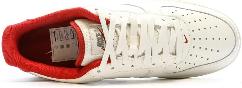 Nike Air Force 1 '07 Men's Shoes (FV0392-101, SAIL/Coconut Milk/Flat Pewter/Gym RED)