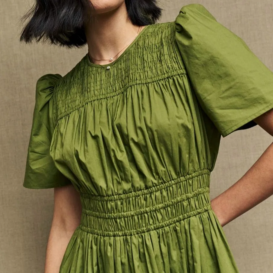 Nobody's Child Olive Green Natalia Midi Dress