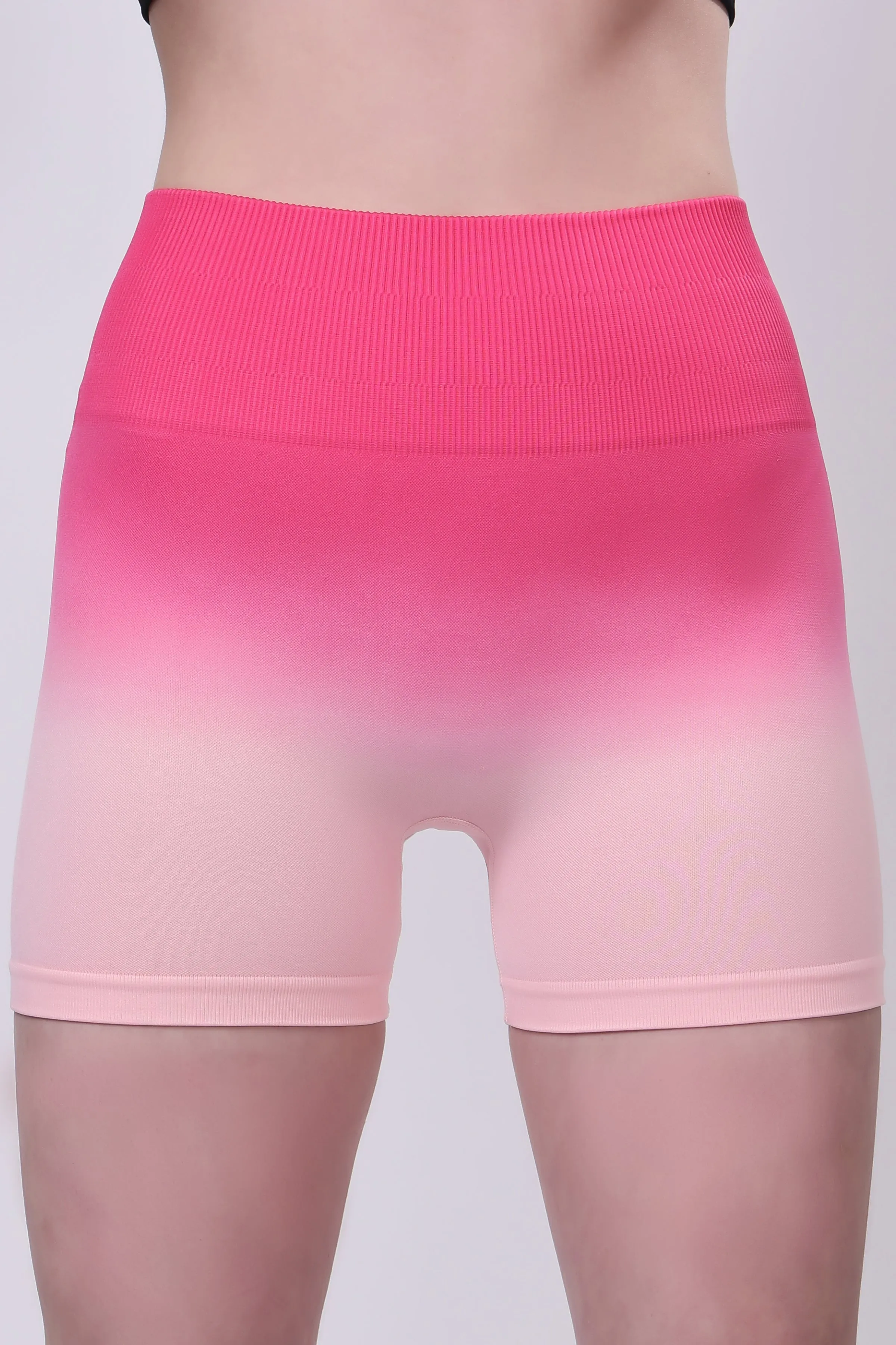 Ombre Eclipse High-Waisted Seamless Shorts - Pink/Peach