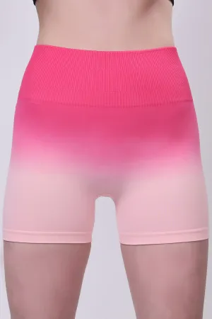 Ombre Eclipse High-Waisted Seamless Shorts - Pink/Peach