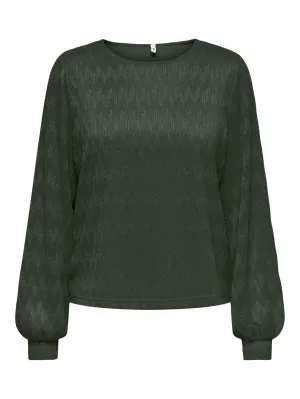 Onlmaddy L/s Lace Top Jrs - Donkergroen
