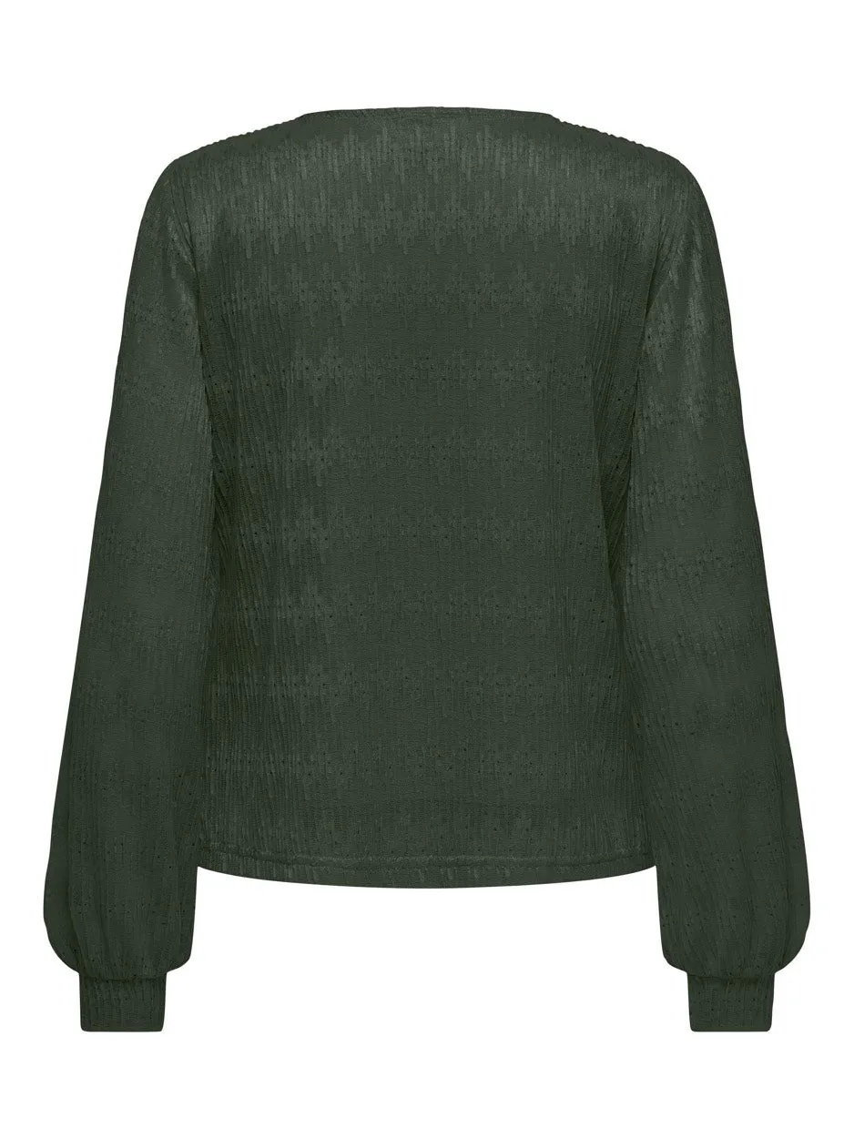 Onlmaddy L/s Lace Top Jrs - Donkergroen