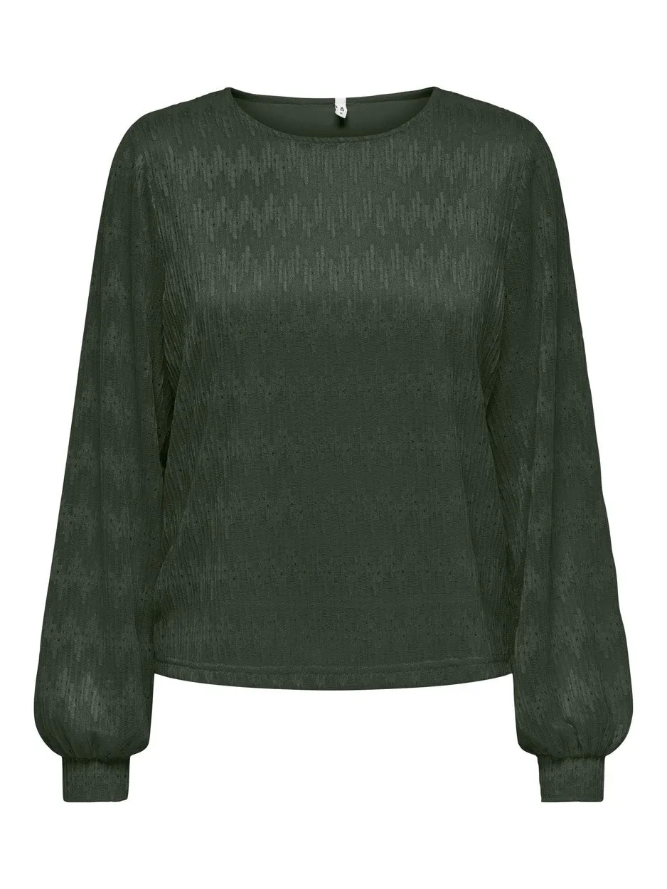 Onlmaddy L/s Lace Top Jrs - Donkergroen