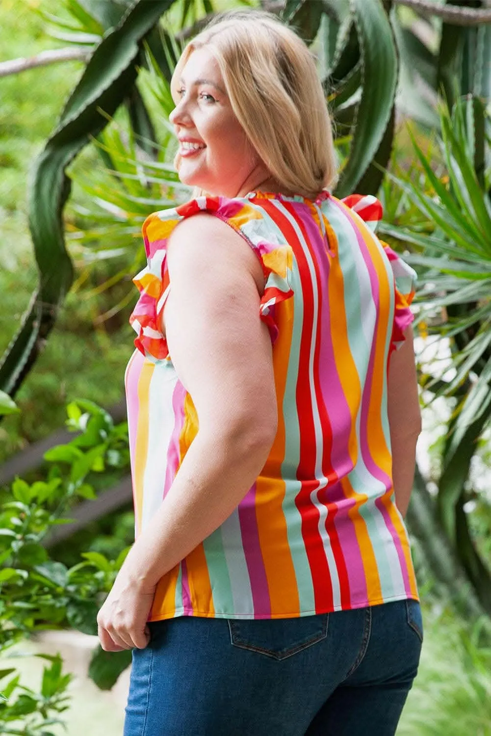 Plus size ruffled tank top