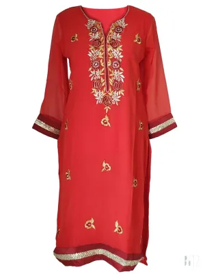 Red Georgette Kurti/Tunic