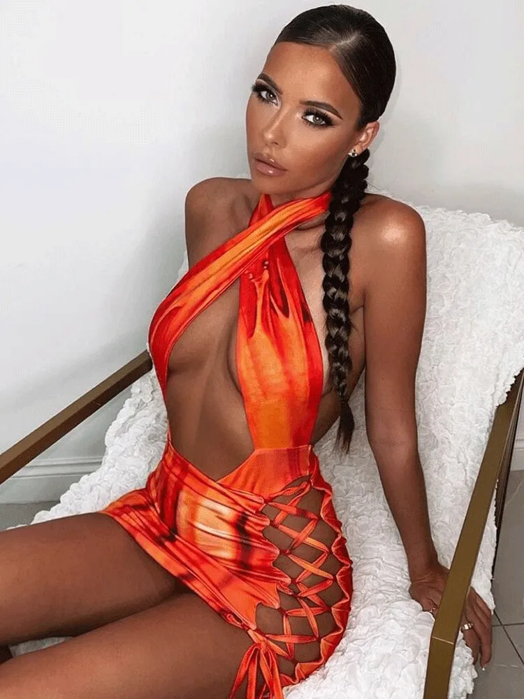 Red Poison One-Piece Swimwear  Fashion-Forward Beach Look