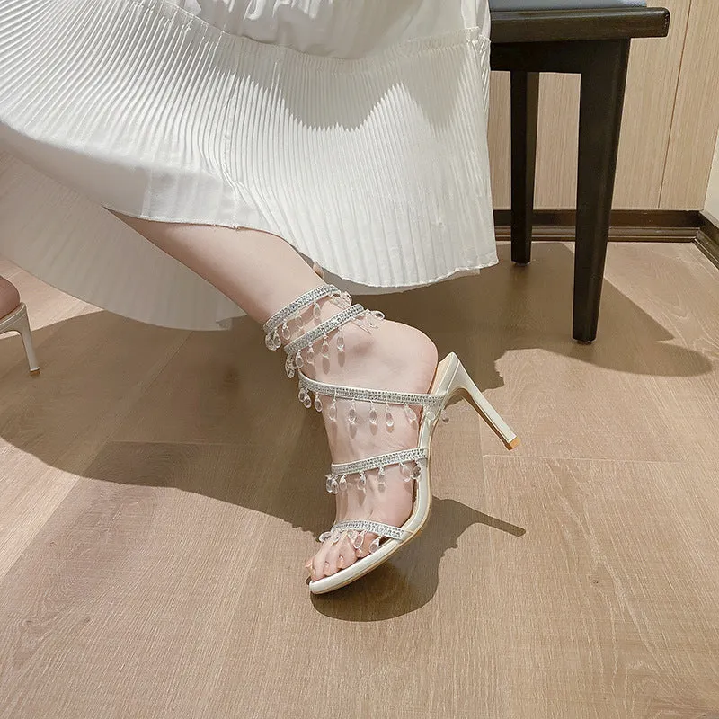 Serpent-Wrapped Crystal Pendant French High Heels Shoes