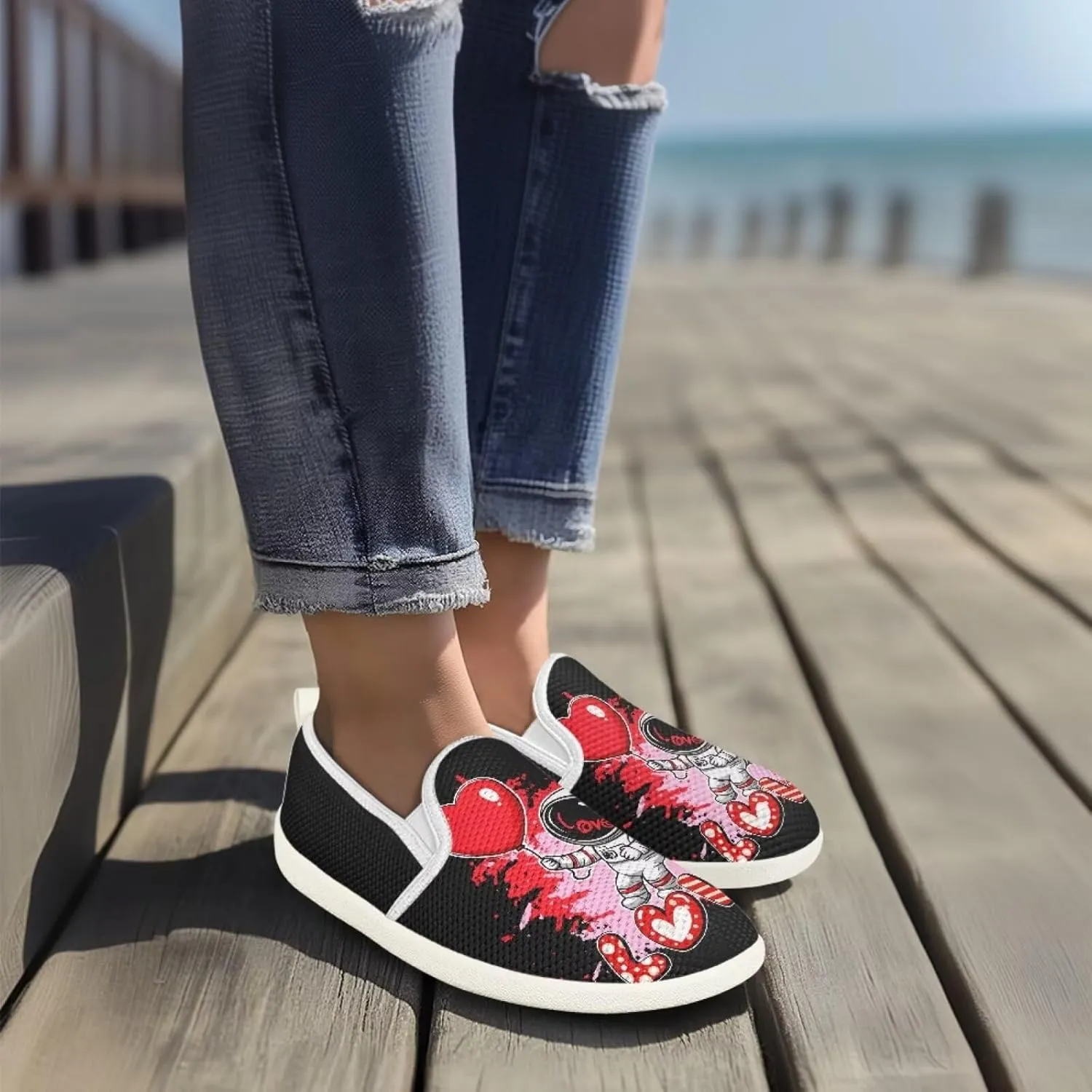 Slip On Shoes for Women Stylish Casual Sneakers Loafers Comfort Zero Drop Flat Walking Sneakers Lightweight Gym Workout Running