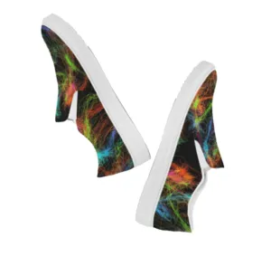 Slip-on Sneakers Shoes for Girls-Neon Art Design. Canvas Shoes for Women. WickedYo
