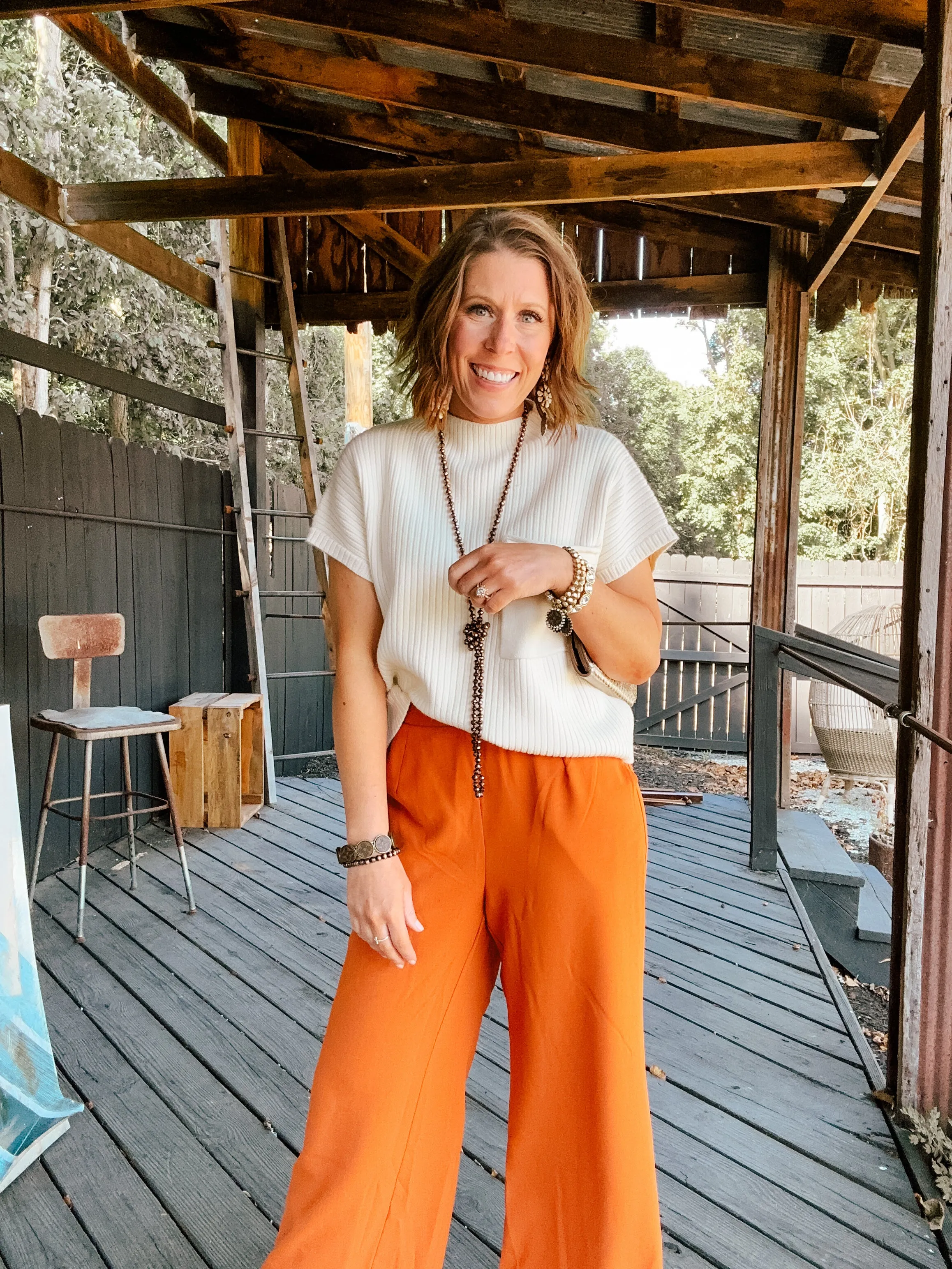 Toffee Solid Wide Leg Pant