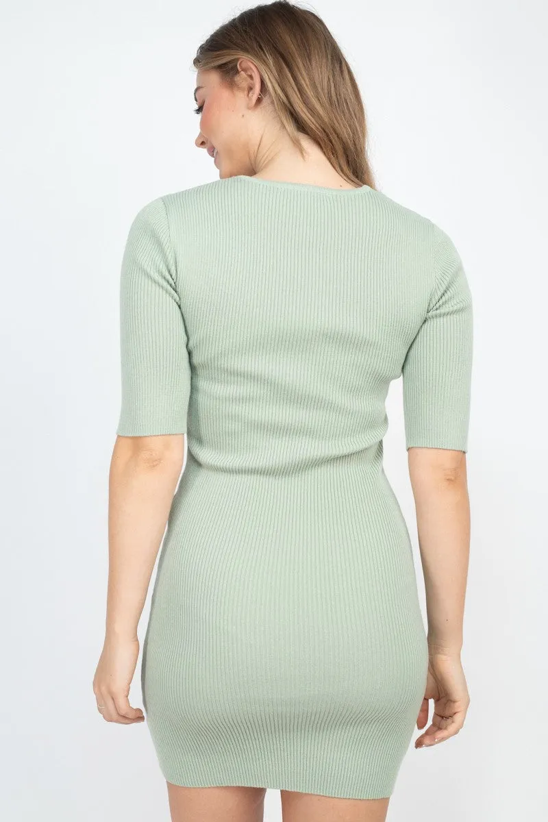 Twist Knot Knit Dress in Teal