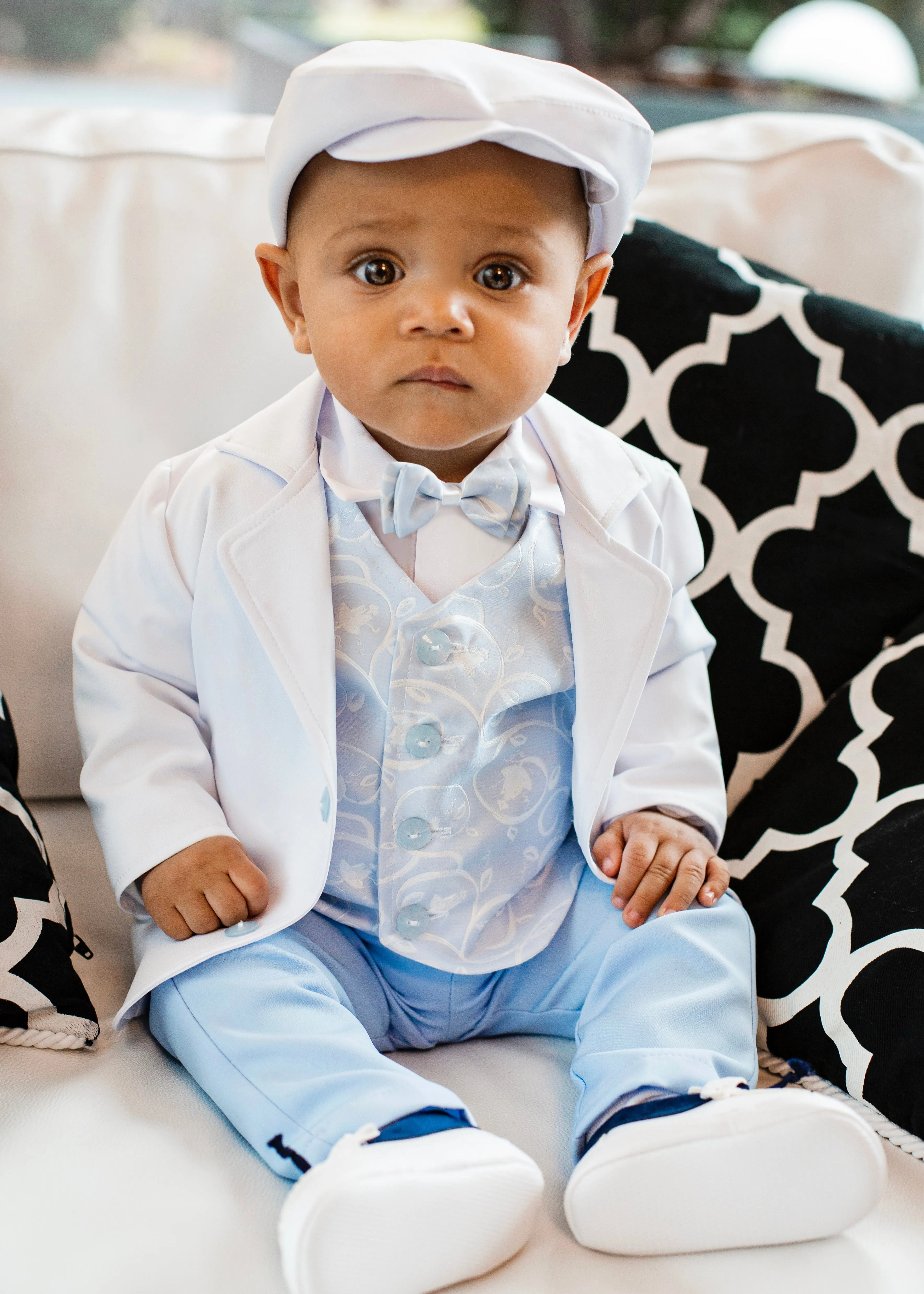 White Baby Boy 6 Piece Christening Outfit Suit
