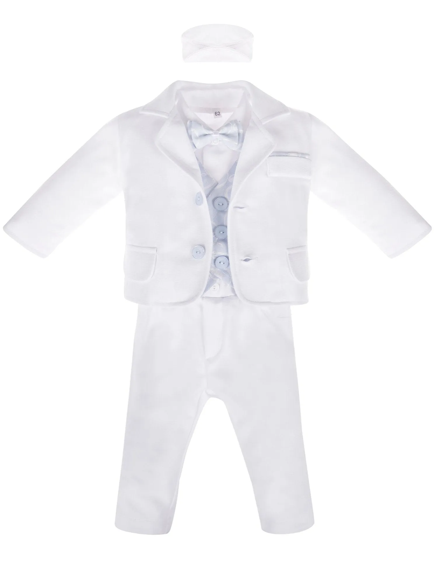White Baby Boy 6 Piece Christening Outfit Suit