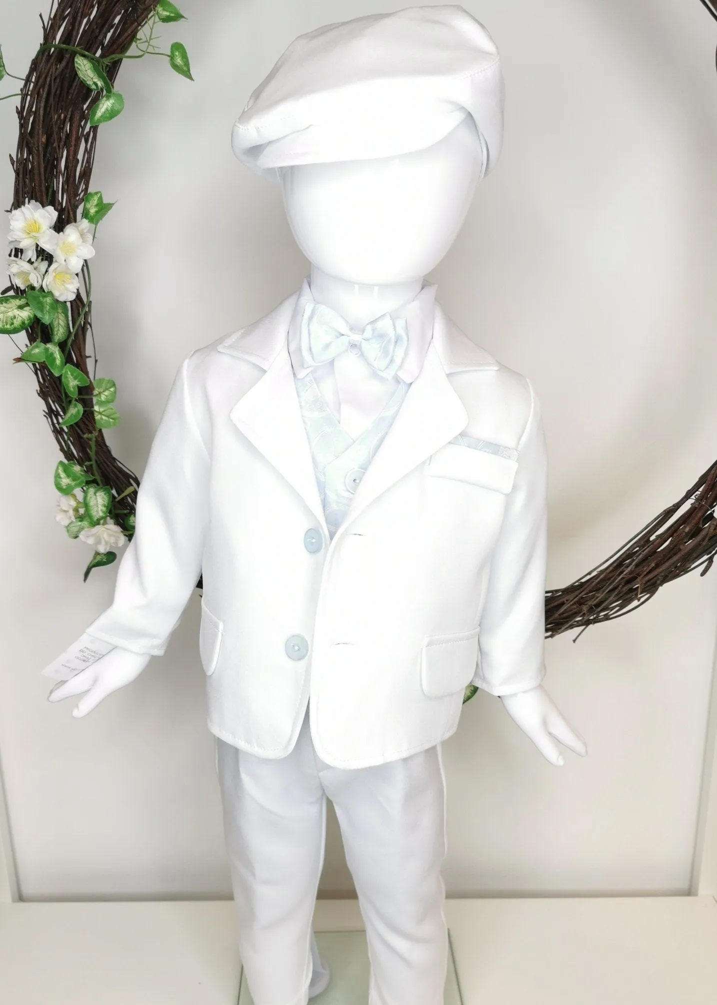White Baby Boy 6 Piece Christening Outfit Suit