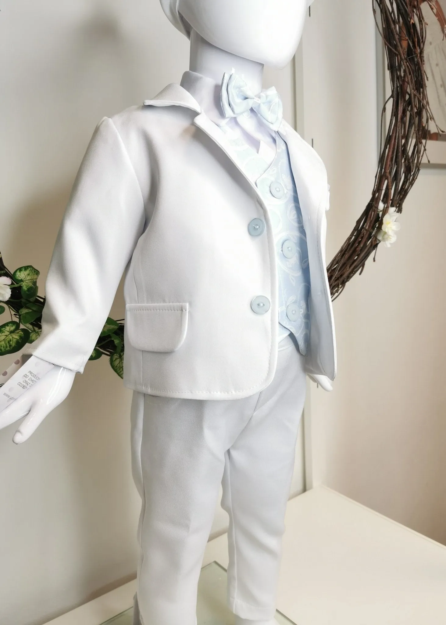 White Baby Boy 6 Piece Christening Outfit Suit