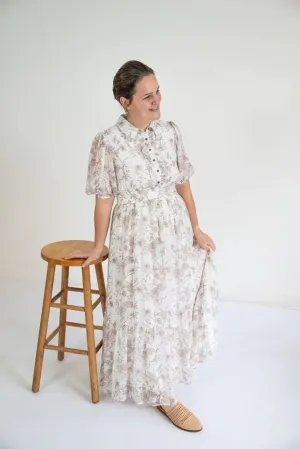 Winchester Floral Dress in Creme Coconut