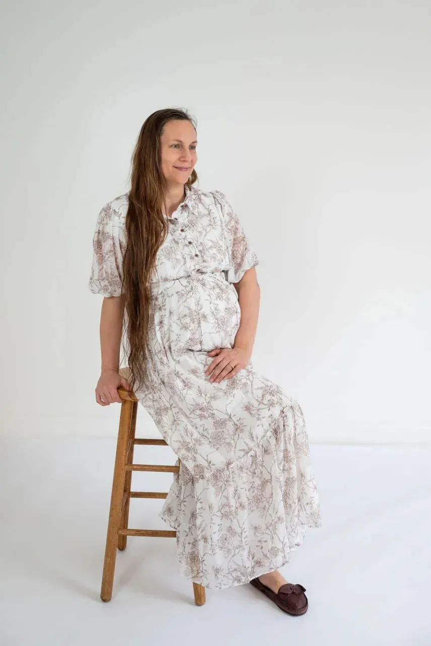 Winchester Floral Dress in Creme Coconut