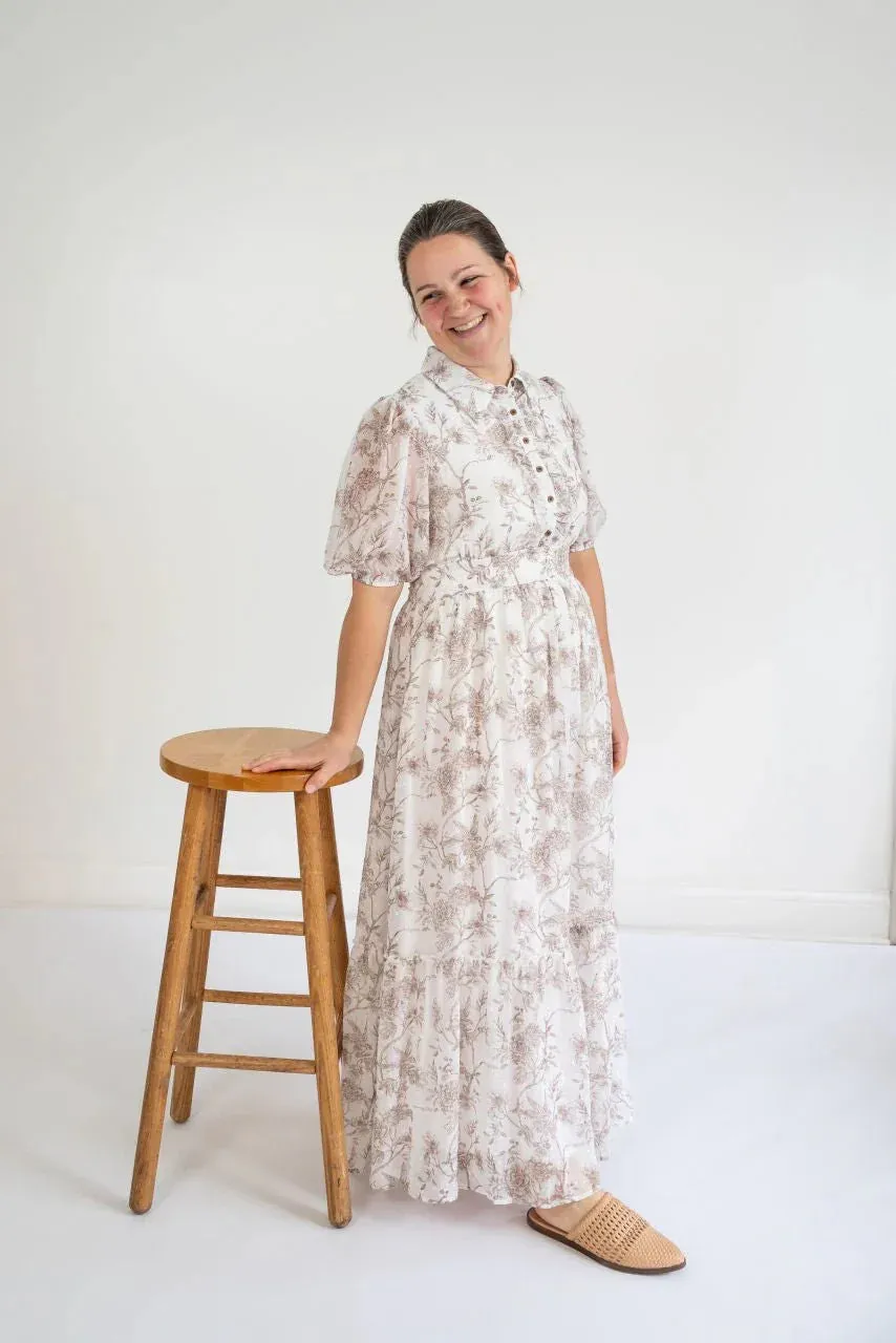 Winchester Floral Dress in Creme Coconut