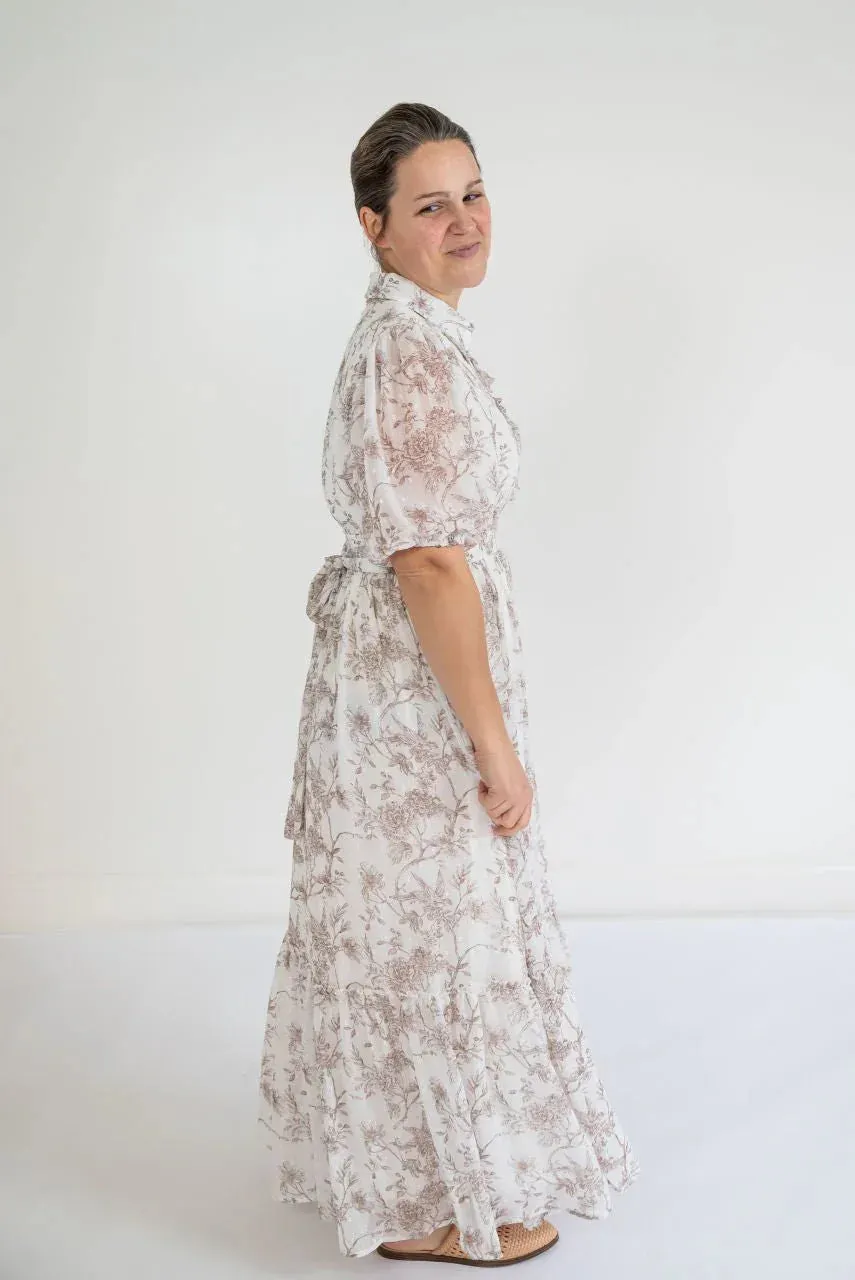 Winchester Floral Dress in Creme Coconut