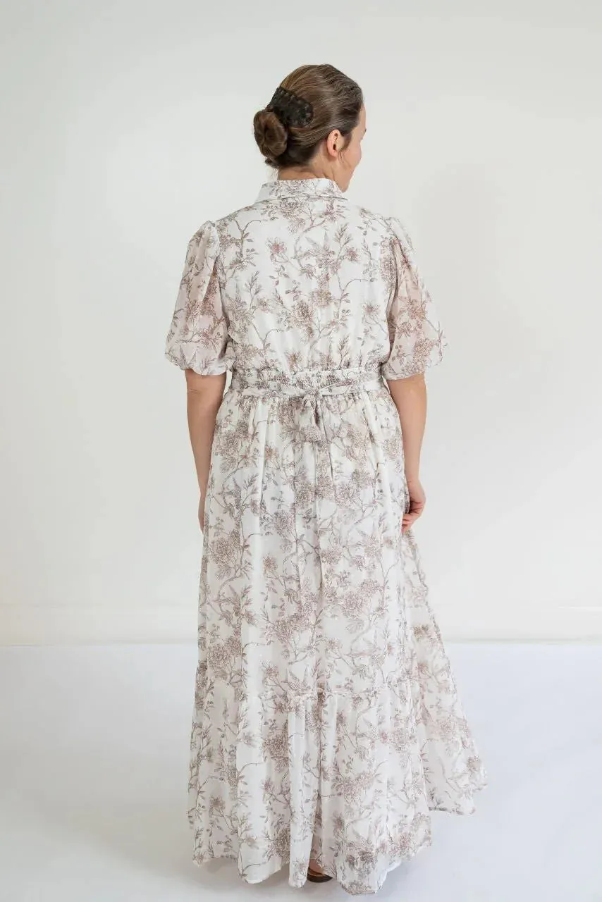 Winchester Floral Dress in Creme Coconut