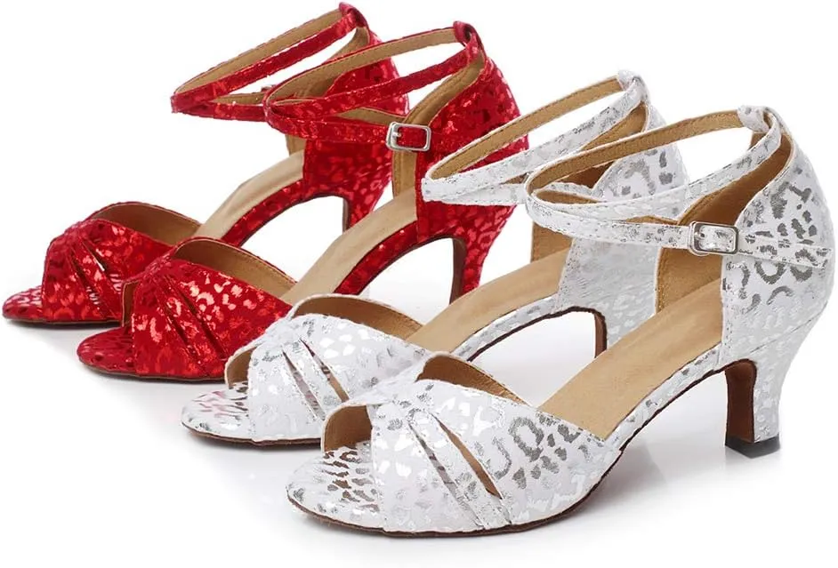 Women Glitter Latin Dance Shoes Professional Ballroom Salsa Dance Shoes Social Wedding Dancing Sandals