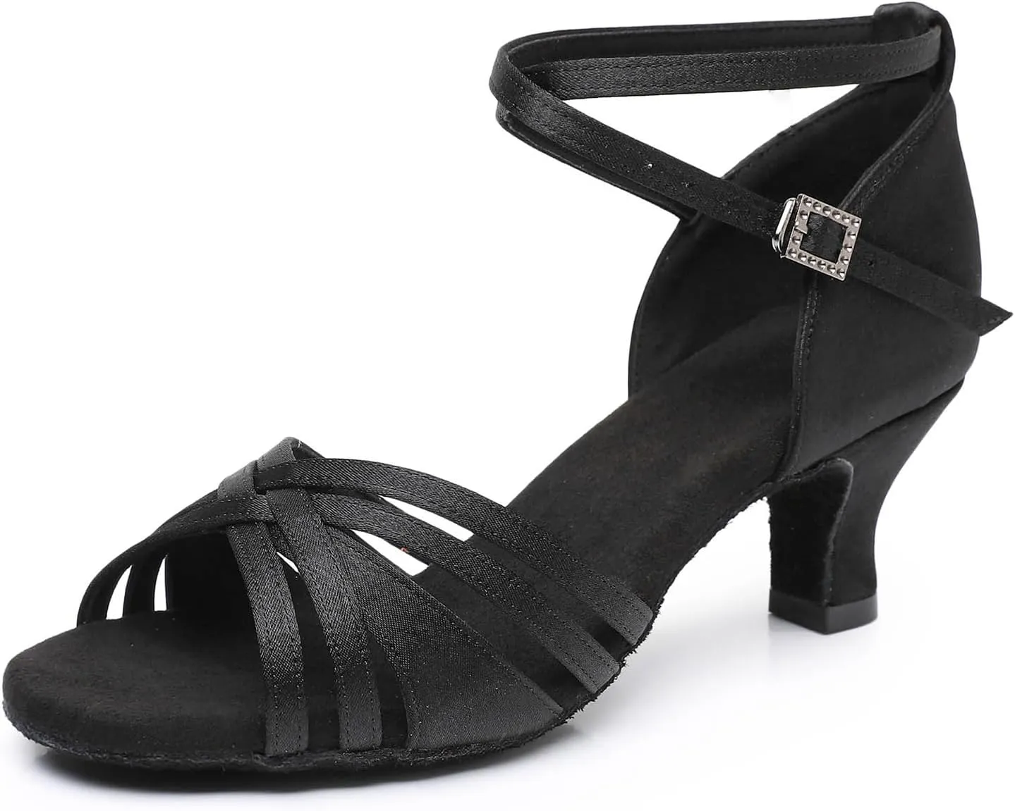 Women Latin Dance Shoes Satin Performance Salsa Bachata Professional Ballroom Dance Shoes,Model EM930-5cm Heel