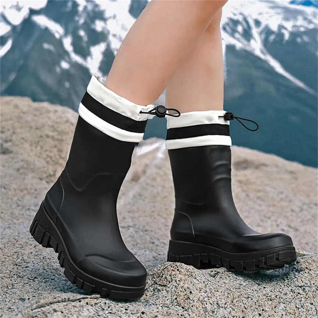 Women Men Couple Warm Rain Boots Detachable Cotton Water Shoes Universal Style Rain Boots