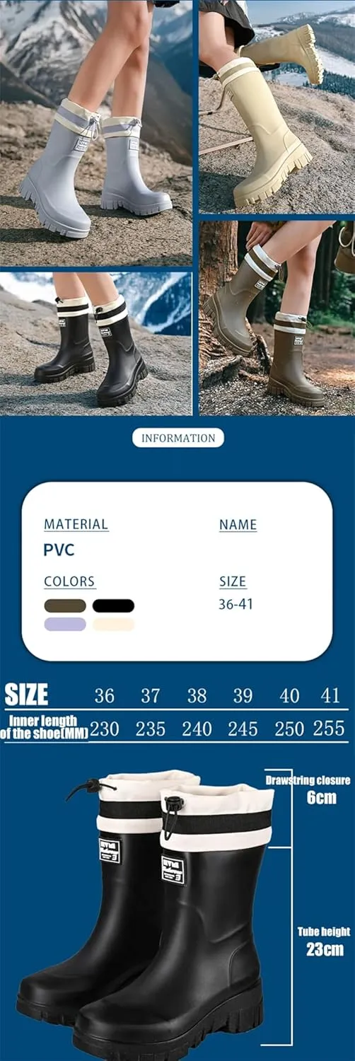 Women Men Couple Warm Rain Boots Detachable Cotton Water Shoes Universal Style Rain Boots