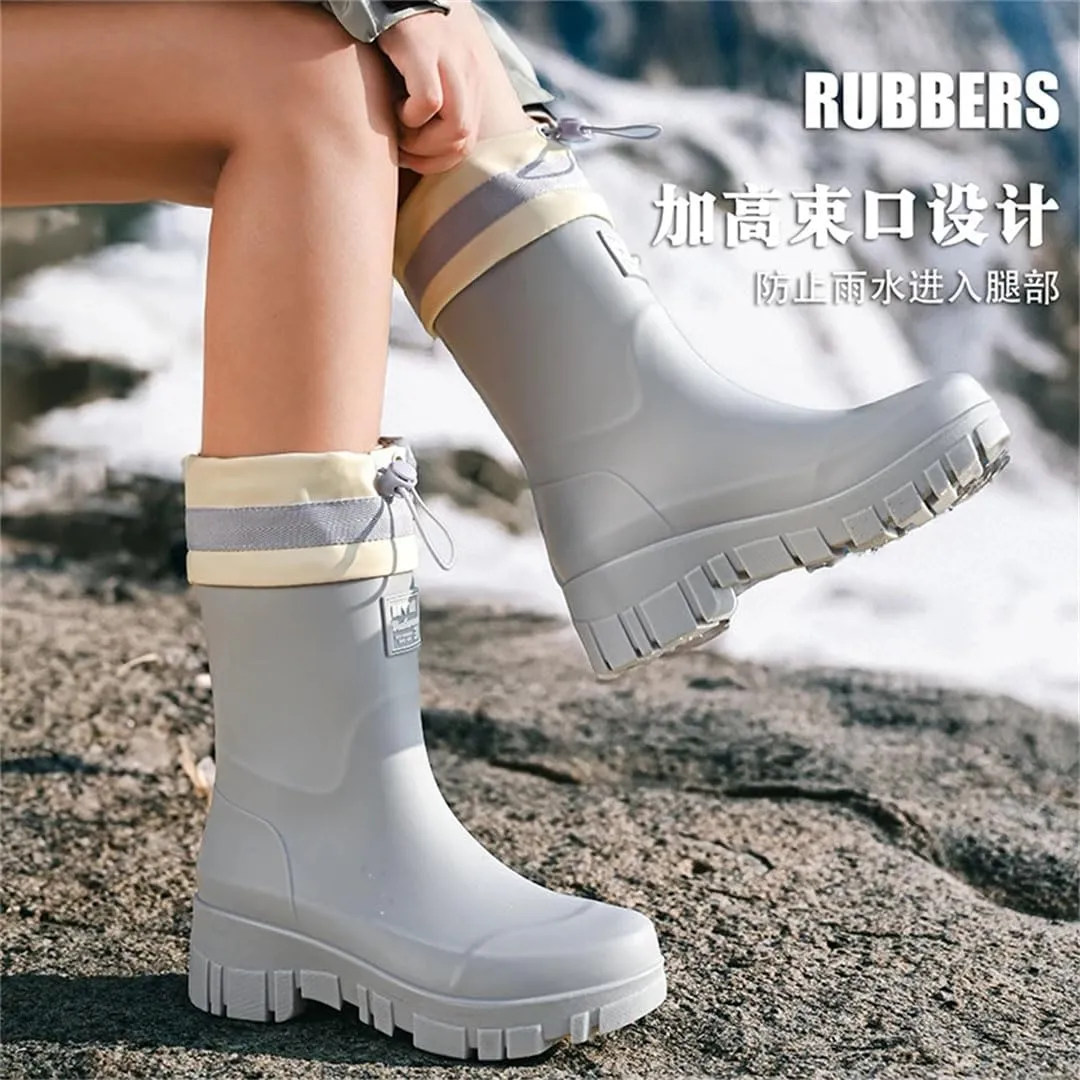 Women Men Couple Warm Rain Boots Detachable Cotton Water Shoes Universal Style Rain Boots