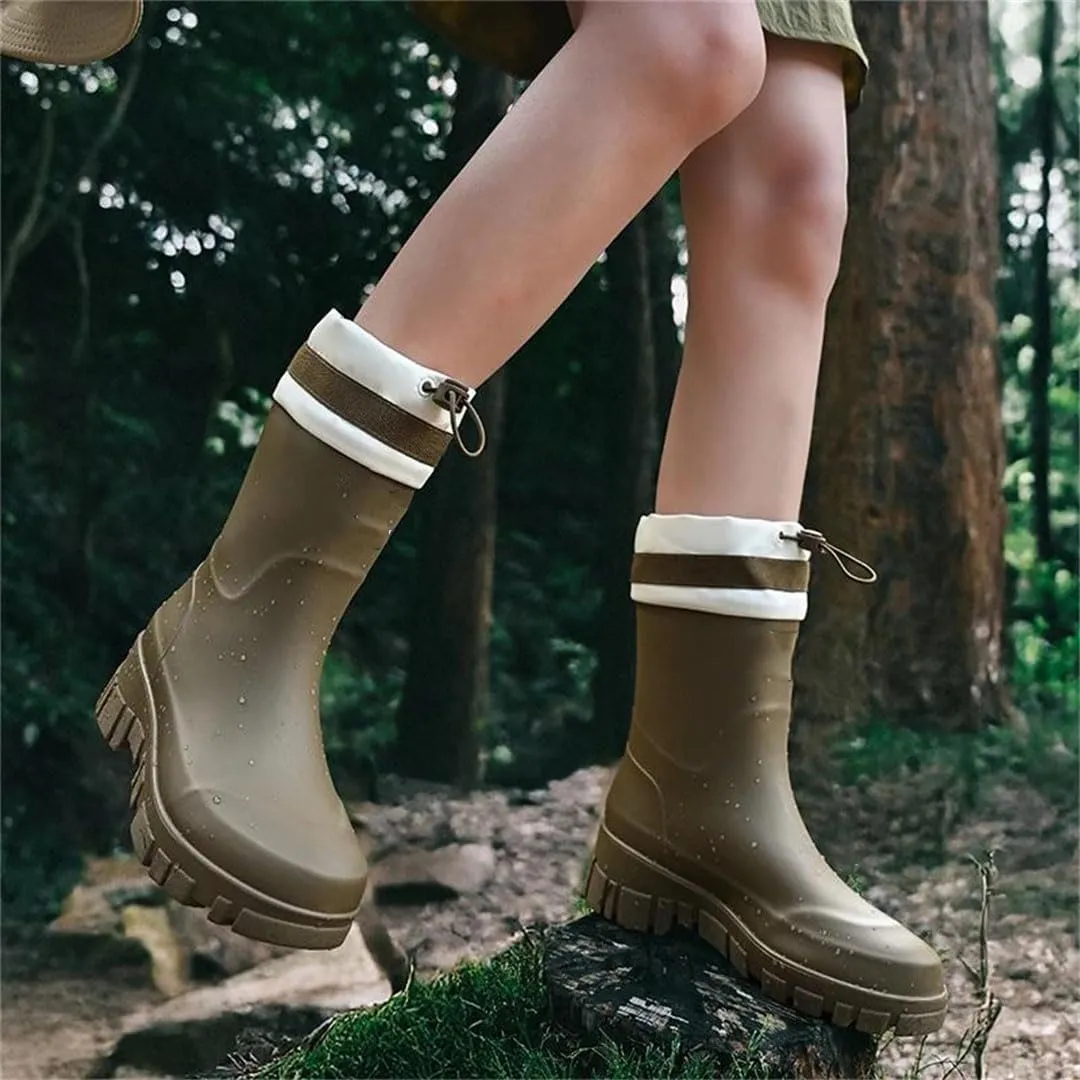 Women Men Couple Warm Rain Boots Detachable Cotton Water Shoes Universal Style Rain Boots