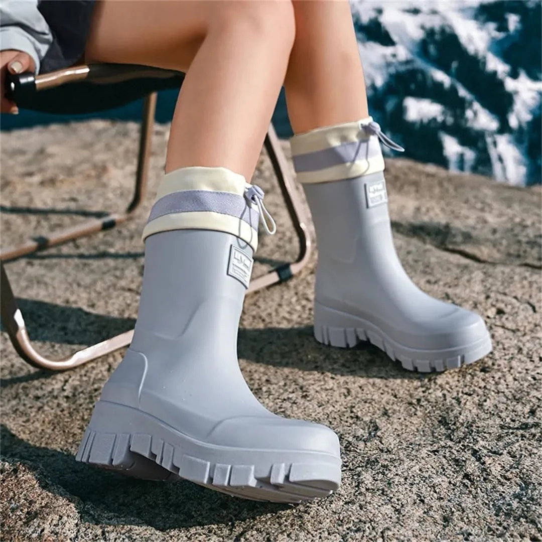 Women Men Couple Warm Rain Boots Detachable Cotton Water Shoes Universal Style Rain Boots