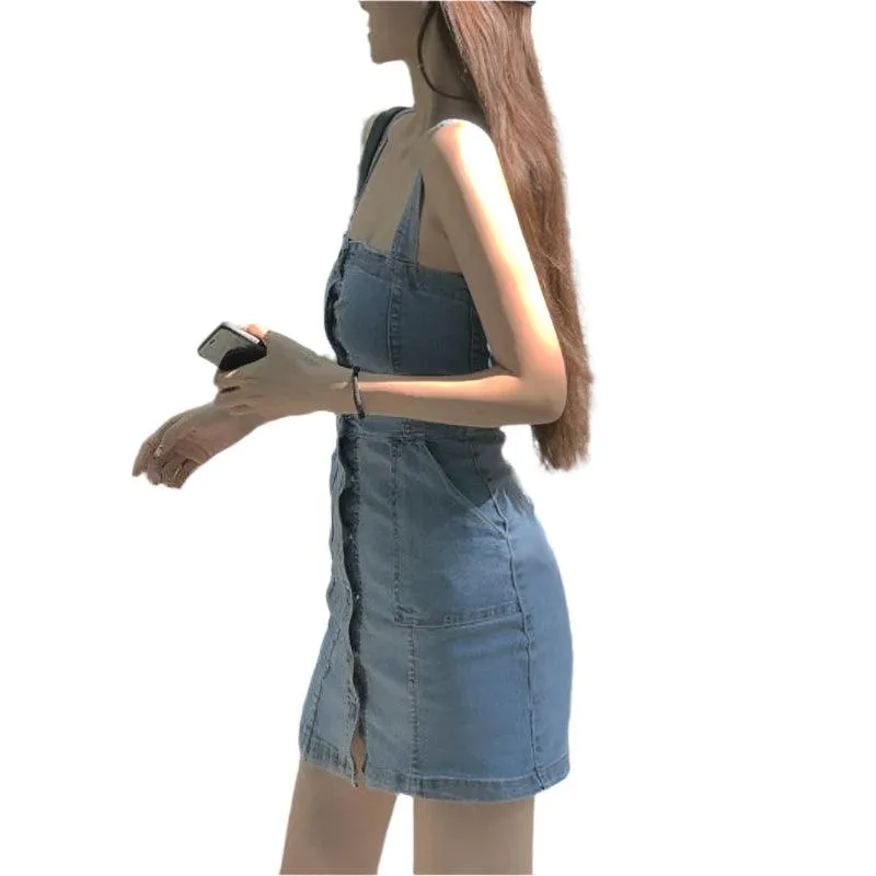 Women's High Waist Denim Mini Dress – Trendy & Vintage Clubwear