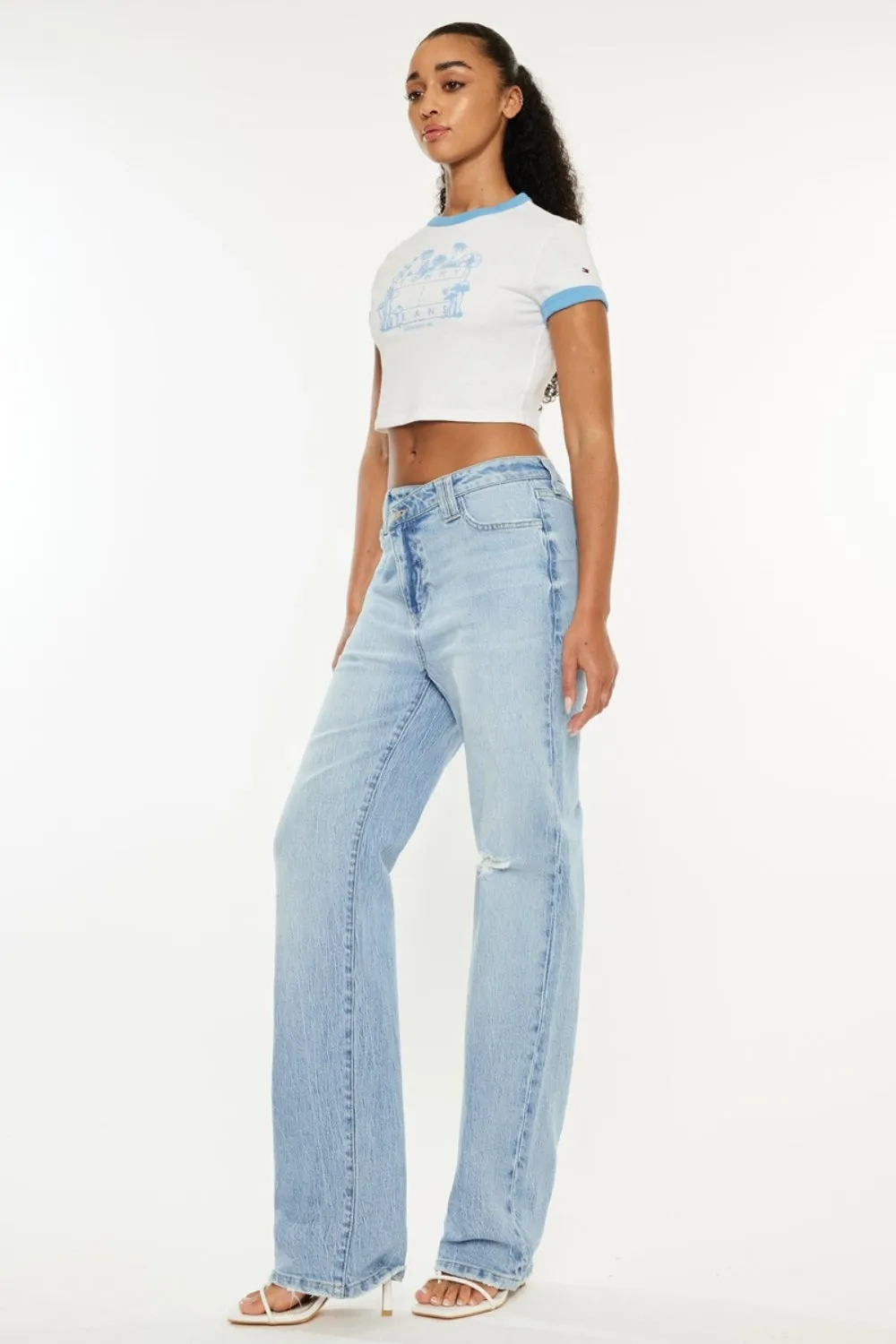 Women's Kancan Distressed High Waist Straight Jeans