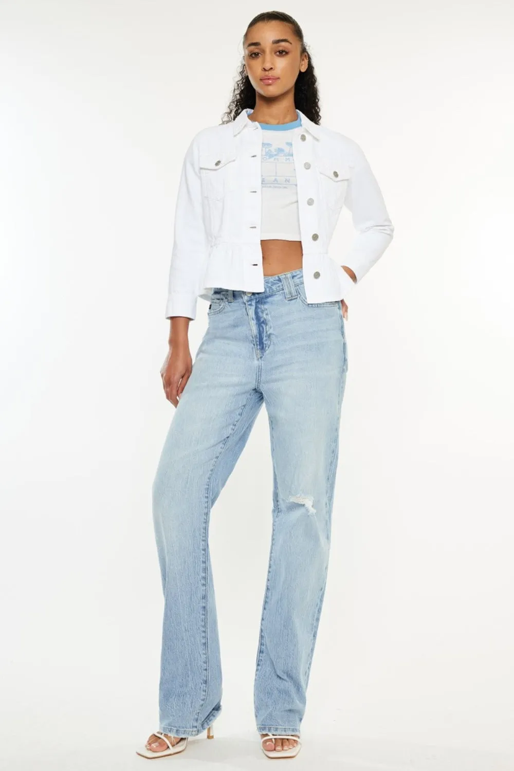 Women's Kancan Distressed High Waist Straight Jeans